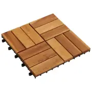 Interlocking Decking Tiles Outdoor Wooden Flooring Acacia Hardwood Decor 10pcs