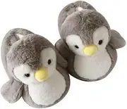 [Whyzsjnclg] Animal Slippers Plush Grey Penguin Slippers Cotton Cartoon Warm Slippers 1Pair Penguin Cotton Slippers