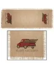 Red Truck Christmas Country Burlap Table Runner 36" - Farmhouse / Primitive