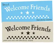 Stencil Welcome Friends Star Check Border Country Cabin Lake Farmhouse DIY Signs