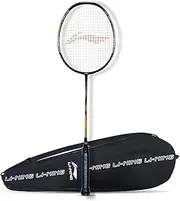 Li-Ning G-Force Superlite 3900 Carbon-Fiber Strung Badminton Racket with Full Racket Cover (Black/Gold)| for Intermediate Players | 79 Grams |Maximum String Tension - 32lbs