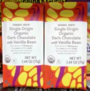 Trader Joe's Single Origin Organic Dark Chocolate with Vanilla Bean (2 Bars)