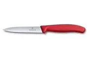 Victorinox 10cm Wavy Edge Pointed Tip Paring Knife Serrated Cheese/Bread Red