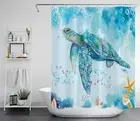 Sea Turtle Shower Curtain Marine Animals Blue Ocean For Bathroom Bathtub Decor