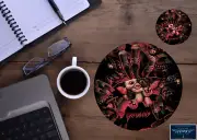 GREMLINS GIZMO INSPIRED ART CUSTOM ROUND MOUSE PAD & DRINK COASTER 2pc GIFT SET
