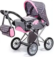 Bayer Design 13666AA City Star in Modern Design, Combi pram, with Removable carrycot and Shoulder Bag, with Adjustable Handle, for Dolls up to 46cm, Grey, Pink with Fairy