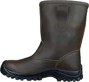 [Hurry Jump] S3 Brown Safety Boots with Protective Shell EN ISO 20345 S3 SRC CI, Leather Brown, 13 AU