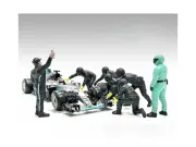 Formula One F1 Pit Crew 7 Figure Set Black Release III 1/18 Scale American Di...
