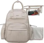Hap Tim Baby Nappy Bag , Leather Diaper Bag Backpack with Changing Pad ,19 Pocke