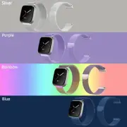 Metal Loop Bands for Fitbit Versa 2 Lite Stainless Steel Lock Band for Women Men