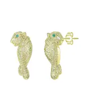 Rachel Glauber 14K Plated CZ Walking Panther Earrings