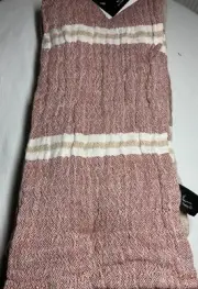 NICOLE MILLER HOME KITCHEN TOWELS (3) RED TAN STRIPES 20 X 28 COTTON NWT