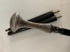 3 fold wooden walking stick cane Long knob brass head handle vintage black gift