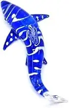 Handmade Mini 2" Blown Glass Shark Figurine Art, Blue Wave, Collectible Dollhouse, Gift Ideas, Miniature Ocean Animals, Cool Stuff Decor