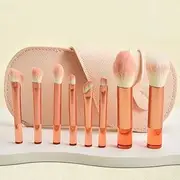 Makeup Brushes,Makeup Brush Set Mini, 8 PCS Travel Make Up Brush Kit,Cosmetic Brushes for Face Foundation Blush Eye Shadow with Storage bag(Pink)