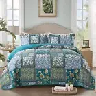 NEWLAKE Cotton Bedspread Quilt Sets-Reversible Patchwork Coverlet Set, Chic F...
