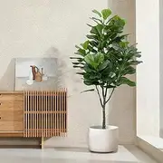 150cm Artificial Plants Fiddle Leaf Fig Tree Tall Fake Plant with Pot, Large Faux Ficus Lyrata with Realistic Leaves for Indoor Home Decor, Artificial Outdoor Plants– No Maintenance (1)
