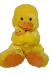 Hug & Luv Yellow Duck Plush w Baby Duckling 21”X10" Stuffed Animal Age 3+ #Toy19