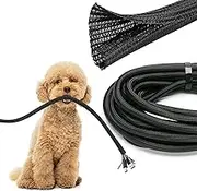 JOTO 8M/26ft Cord Protector Wire Loom Tubing Cable Sleeve, Braided Cable Sleeve Split Sleeving Cord Management System for TV Computer Home Theater Office, Protect Pet from Chewing Cords –Black