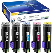 VICTORSTAR 5 Packs Compatible Toner Cartridge S2825 H625 H825 (2BK + C + Y + M) Extra High Yield 5000 Pages for BK & 4000 Pages for C/M/Y for Dell Laser Printers H625 cdw / H825cdw / S2825cdn (5C)
