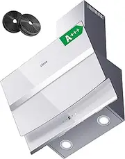 [CIARRA] CBCW6736N Class A++ 750m³/h Touch Control Angled Cooker Hood 60cm with Carbon Filters Recirculating & Ducting LED Lights Wall Mounted Range Hood 600mm Kitchen Extractor Fan
