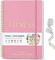 Fitness & Food Journal for Women, 150-day Workout & Wellness Journal with Measuring Tape, Pink A5(9.5’’*7.5’’) Nutrition & Exercise Planner for Setting Goals Tracking Weight Loss Diet Training