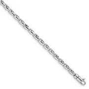 Solid 14K White Gold 7.25 inch 3mm Hand Polished Fancy Link with Lobster Clasp Bracelet