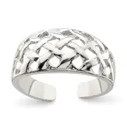 925 Sterling Silver Solid Lattice Toe Ring - Woven Tope Ring - Adjustable Toe