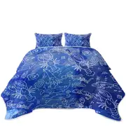 Seafood Pattern over Blue Coverlet