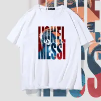 在飛比找蝦皮購物優惠-阿根廷足球隊MESSI T恤男夏潮牌大尺碼寬鬆純棉印花短袖體