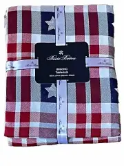 Brooks Brothers Red White & Blue Plaid & Stars Patriotic Tablecloth 60x 84