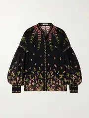 [Erdem] Erdem - Floral-print Silk-chiffon Blouse - Black - UK 6 UK 6 Black
