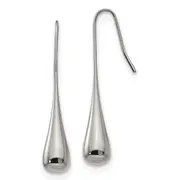Stainless Steel Chisel Polished Shepherd Hook Earrings