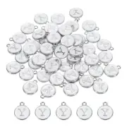 50 Pcs Alphabet Y Enamel Letter Charm Enamel Initial Charm White