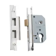 6166 Mortice Lock Euro Rebated Polished Nickel CTC47.5mm Backset 46mm