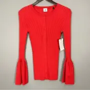 Cabi Ribbed Trumpet Cardigan Women’s Size S Snap Front Bell Sleeves Colorful