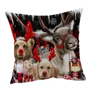 Funny Christmas Santas Reindeer Animals Cushion Cover