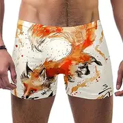 [FNETJXF] Swim Jammers for Men, Men's Athletic Swimwear Jammers, Painting Animal Fox