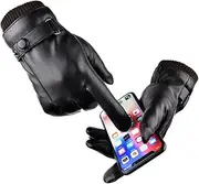 [COOLHIYA] Warm Touch Screen Gloves Women Ski Climbing Sports Gloves Waterproof Pu Leather Finger Gloves