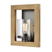 Meti Wall Light 1xE27 60w Warm Chestnut Wood Frame CLA Lighting - PL-METI03W