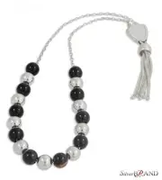 Silver Worry Beads - Komboloi Thin with Black Beads Diameter: 8mm