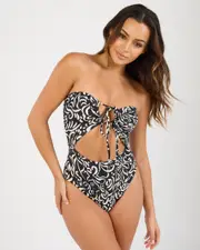 [Billabong] Billabong Women's La Isla Andy One Piece Bathing Suit in Black Pebble Size 10 10 Black Pebble