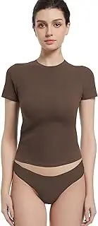 [Abonlen] Crewneck Short Sleeve T Shirts for Women Fitted Basic TeesY2k Going Out Tops