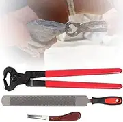Cow Hoof Nippers Kit, Goat Hoof Trimmer, Horse Equine Metal Shears Farriers Hoof Nipper Cutter Handle Knife Professional Horses Hoof Trimming Tools 3PC