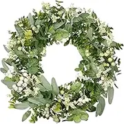 Christmas Wreath, Eucalyptus Wreath, Artificial Eucalyptus Wreath, Front Door Wreath, Artificial Eucalyptus Front Door Farmhouse Berry Greenery Wreath with Eucalyptus and Berries for Festive Home