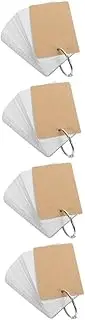 NUOBESTY 4 Sets Toddler Learning Flashcards Blank Cards Chip for DIY Vocabulary Notecards Ring Flash Cards Rings