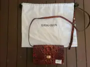 EB Brahmin Croc Collection Kennedy Pecan Melbourne Genuine Leather Handbag