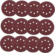 GLEAVI 100pcs 5 Inch Circle Sanding Paper 8 Hole Hook and Loop Sandpaper Discs 60 Grit Round Sanding Pads for Grinder Polishing Sanding Projects