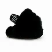UGG Fluff Yeah Slide Black Toddler Girls Size 3 Sandal Slingback