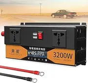 Power Inverter 2200W 2600W 3200W 12V 24V to AC 220V 230V 240V Converter Sine Wave Inverter with Soft Start,Voltage Display 2 Sockets,USB Port Inverter for Car Caravan Camping Boat /4278